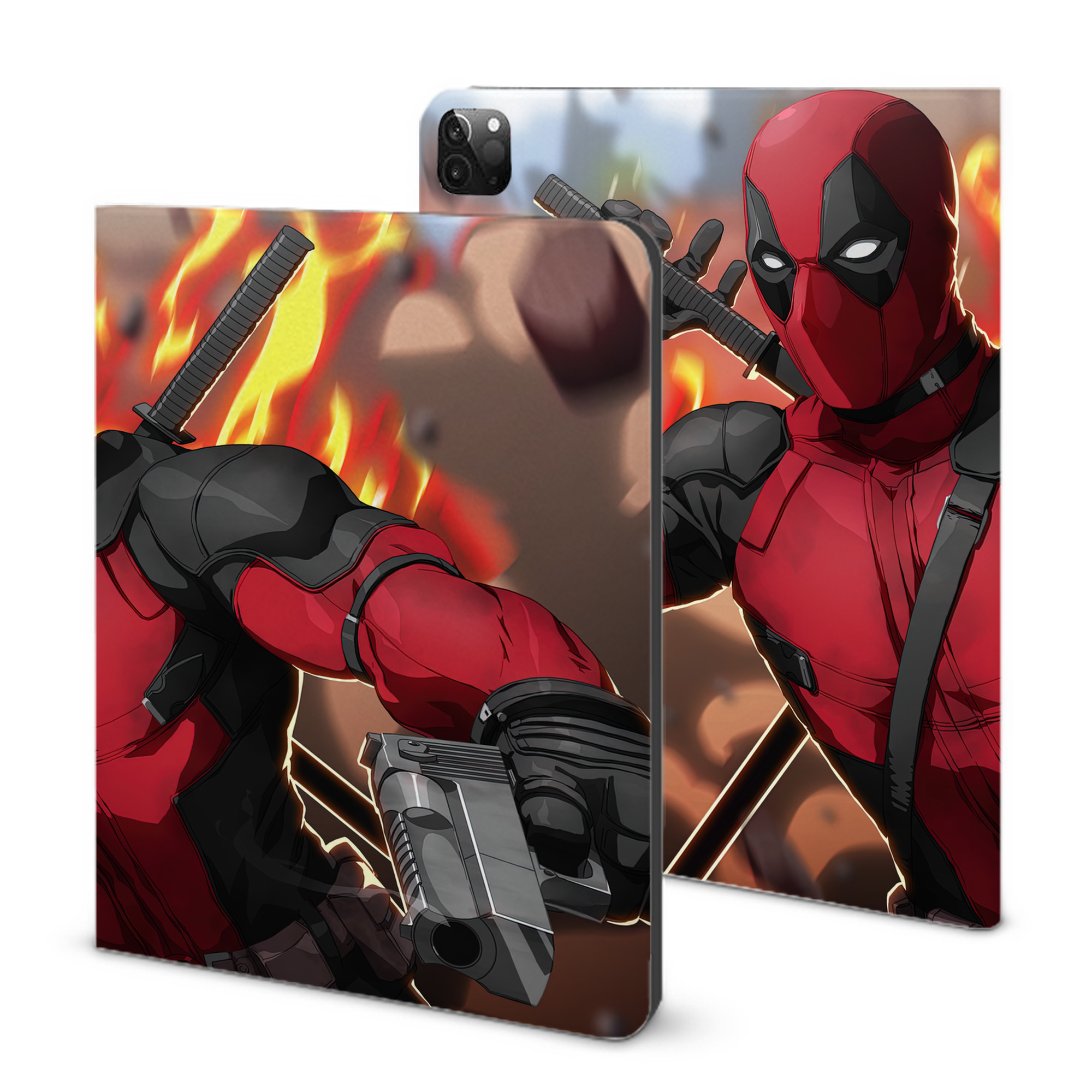 （画像用） Deadpool デッドプール IPadケース ペンホルダー付き ブックスタイルデザイン